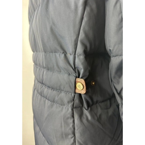 *Flaw Lauren Ralph Lauren Faux Fur Down Coat Black Faux Leather Trim Sherpa XXL - Picture 14 of 16